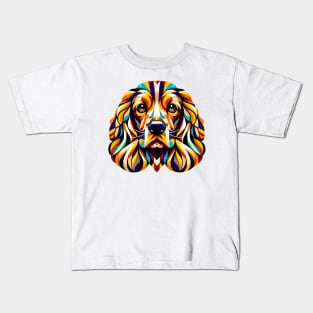 Geometric Cocker Spaniel: Symphony of Shapes Kids T-Shirt